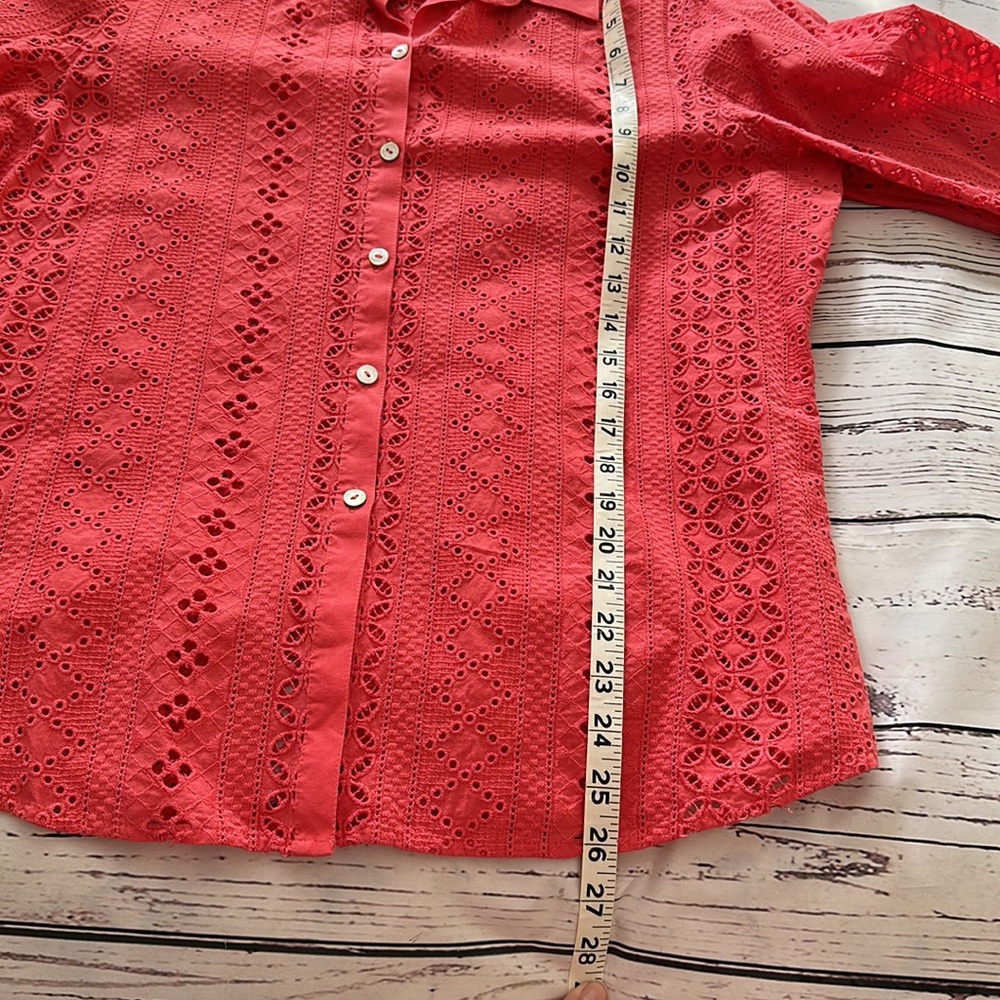 Coral Eyelet Button Down - image 6